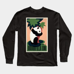 Restored WPA Poster with Panda reading By The "L" Brookfield Zoo, Illinois Long Sleeve T-Shirt